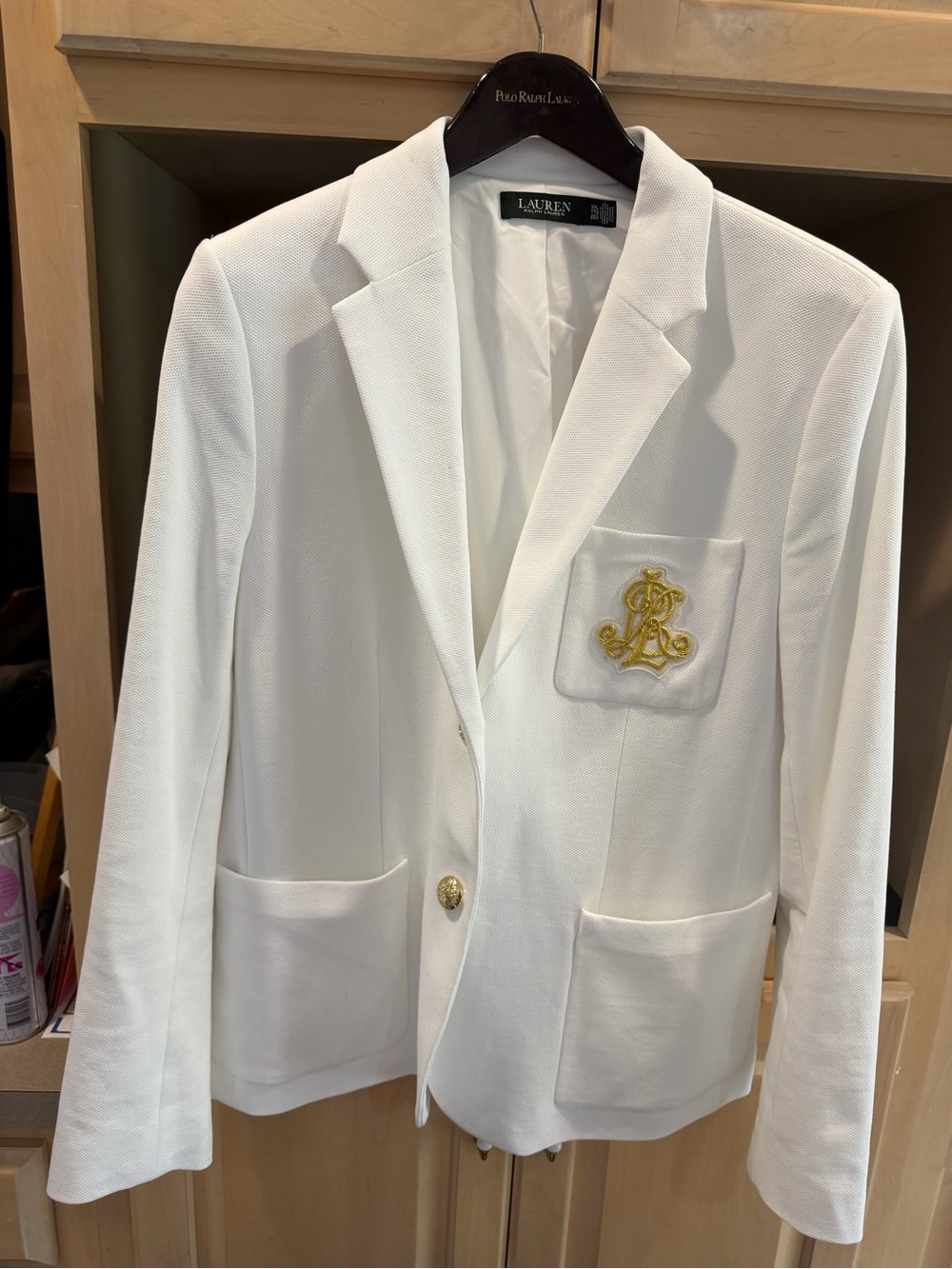 Lauren Ralph Lauren White Blazer with Gold Crest XXL - Picture 2 of 8